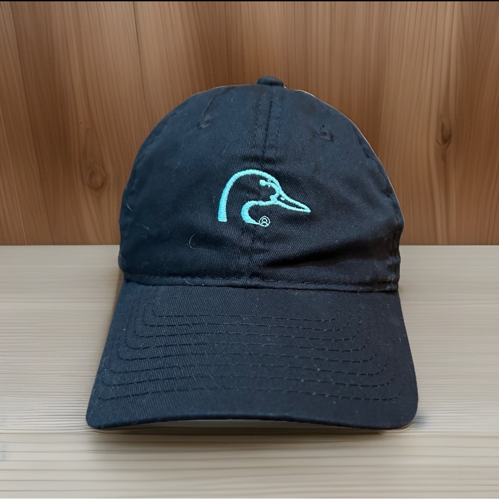 Ducks Unlimited Black Hat Cap Adult Adjustable Hat Cap Blue Embroidered Duck